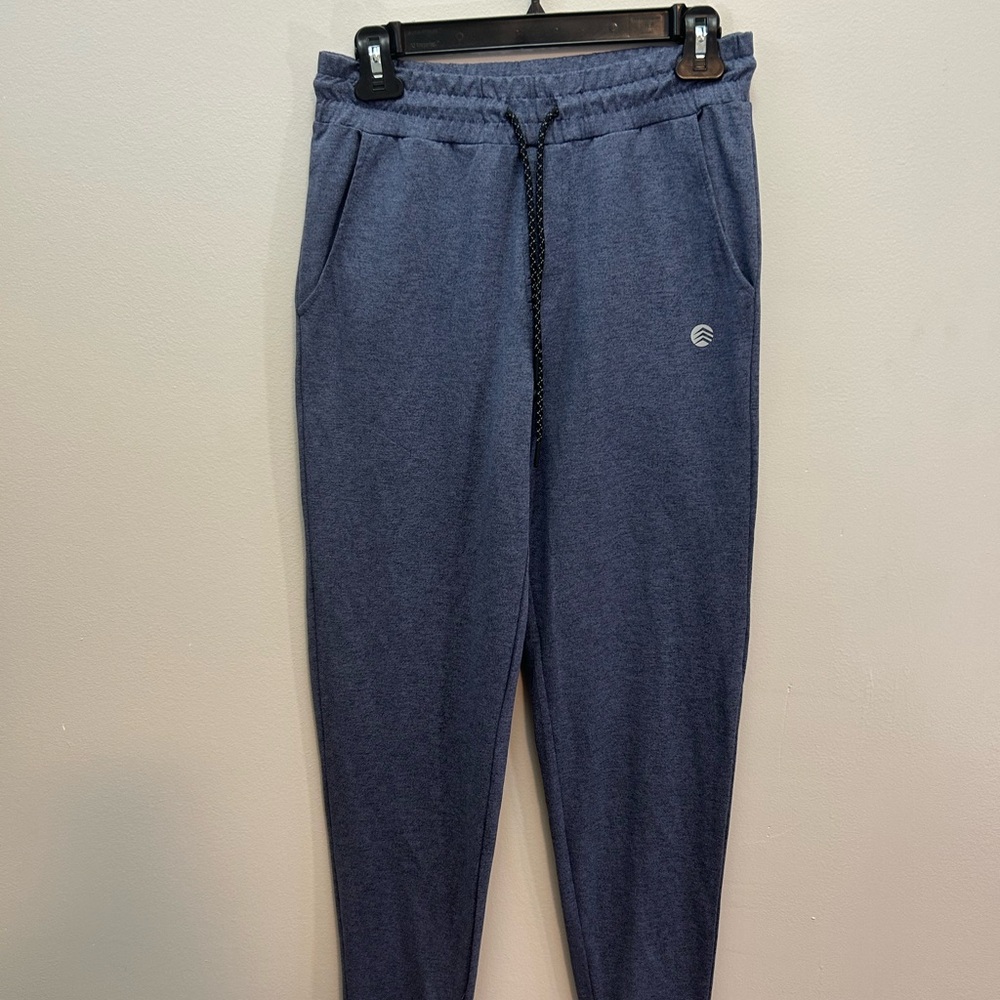 Blue Elastic Waist Sweatpants with Tapered Fit